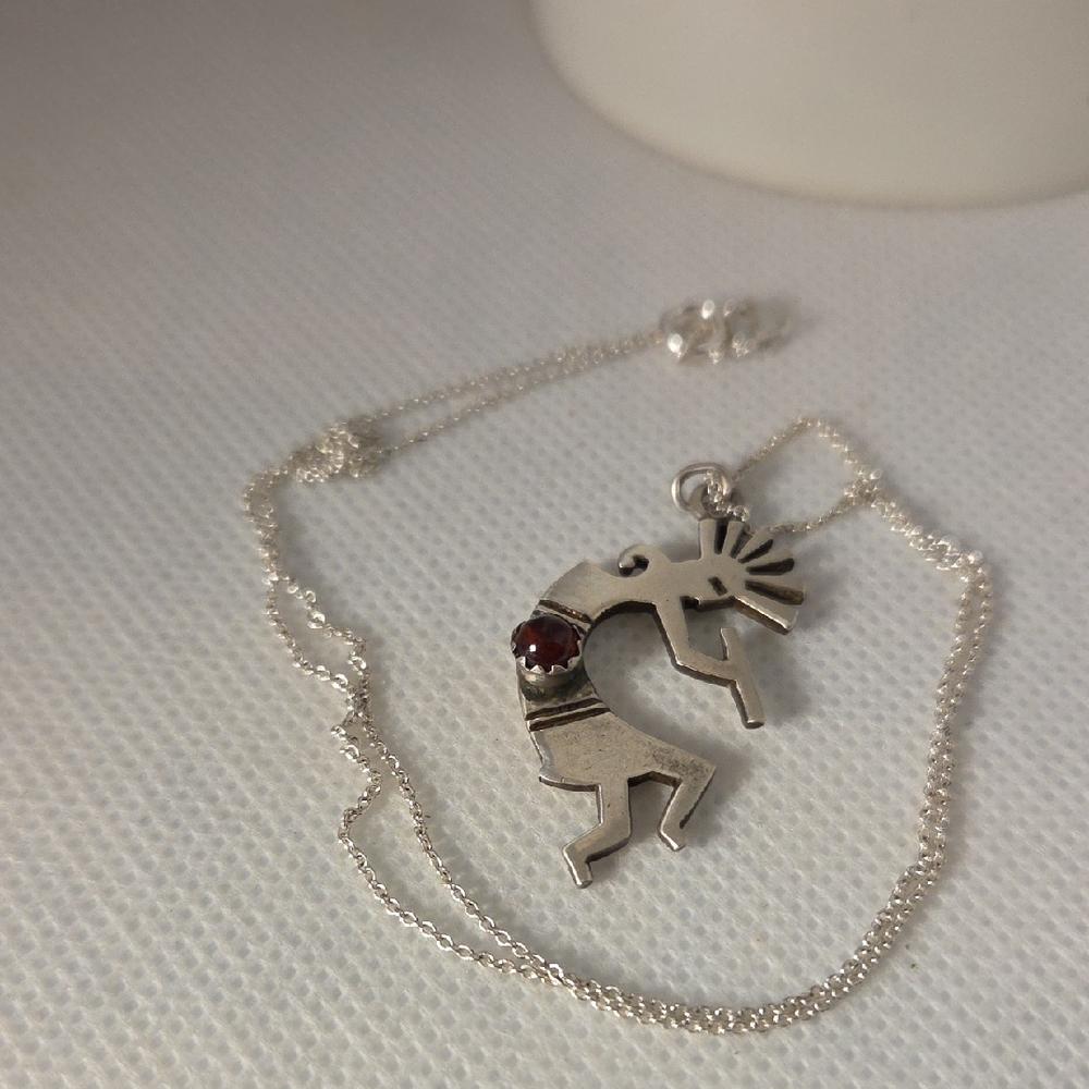 Silver Kokopelli Pendant Necklace